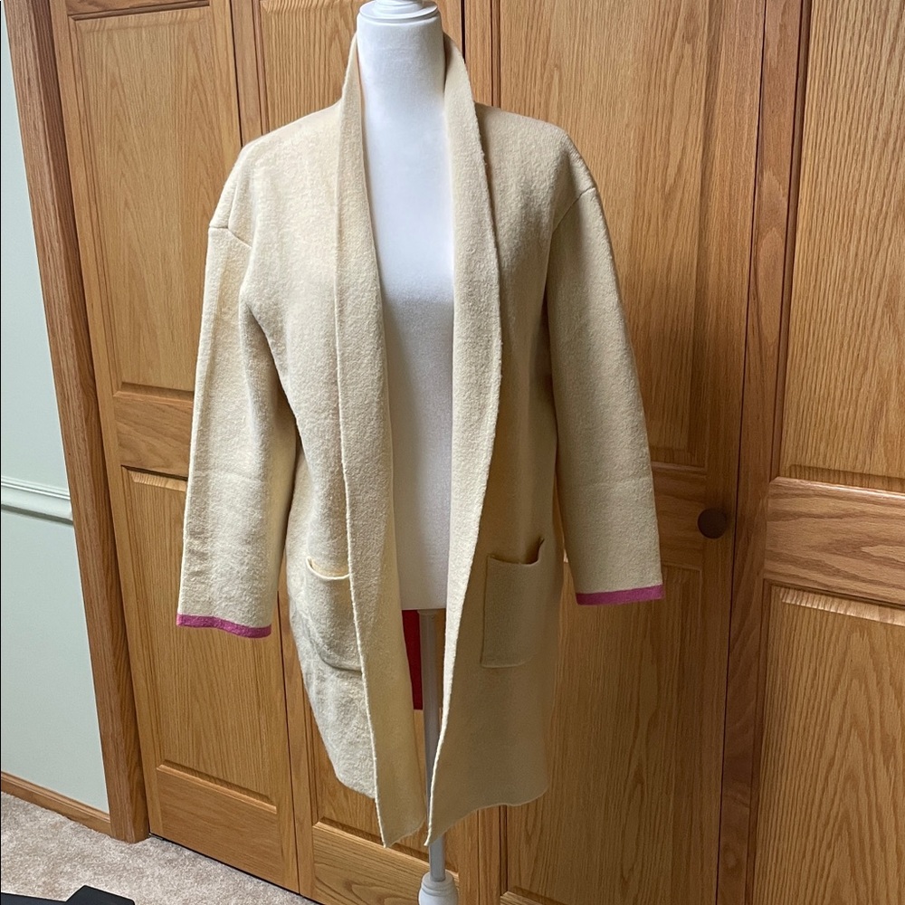 THML Open-Front Cardigan with Pink Trim